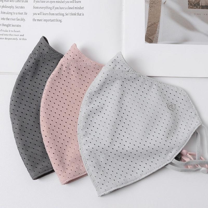 Sports Mask Breathable - หน้ากากผ้าไหมน้ำแข็งป้องกันรังสียูวี ระบายอากาศได้ ซักได้ ผ้าคลุมหน้าสีทึบ เหมาะสำหรับการขี่จักรยานทำงานกลางแจ้ง