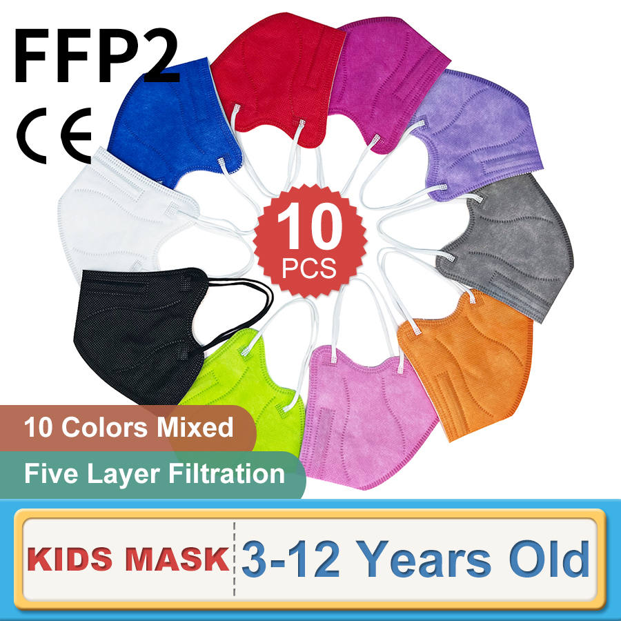 Kn95 Respirator Mask - 10ชิ้นหน้ากาก KN95 FFP2หน้ากากปิดหน้าสำหรับเด็ก3-12ชั้นกรองเครื่องช่วยหายใจหน้ากากป้องกัน KN95เด็กหญิงเด็กชายเด็ก