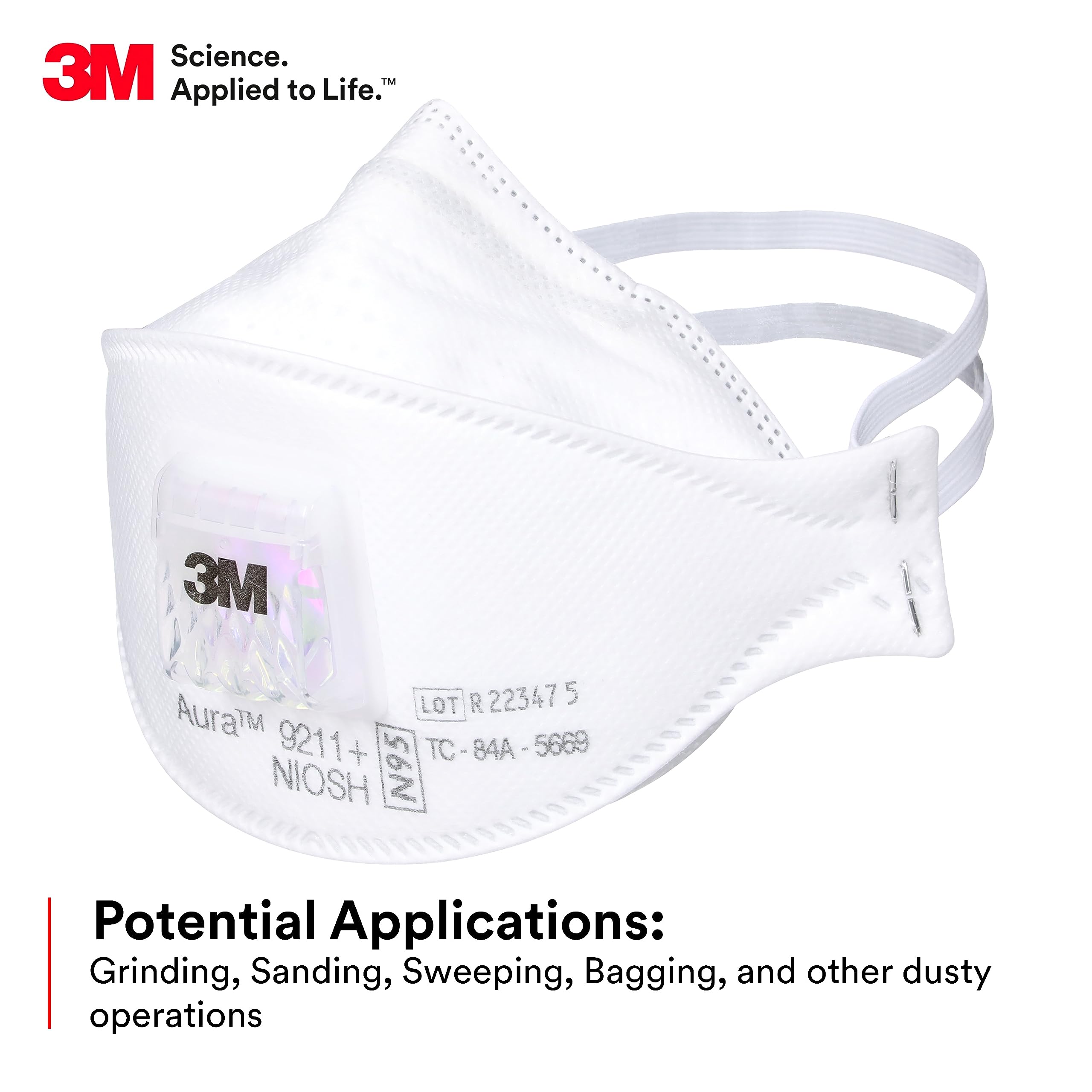 Kn95 Respirator Mask - หน้ากากป้องกันฝุ่นละออง 3M Aura 9211+ แบบใช้แล้วทิ้ง มาตรฐาน