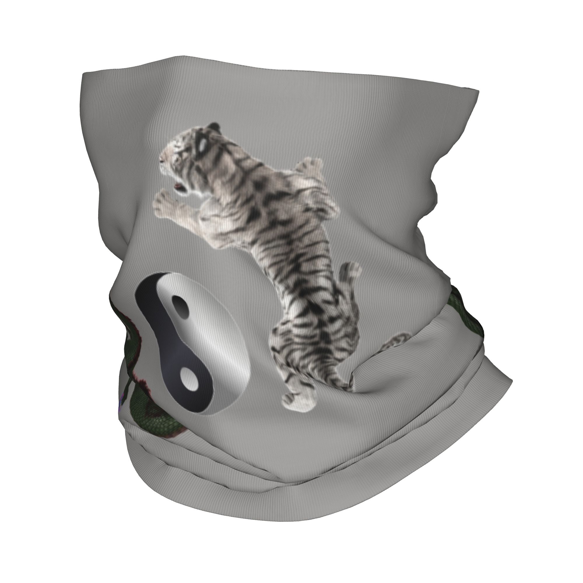 Neck Gaiter Face Cover - ผ้าพันคอ/ผ้าปิดหน้า ลายหยินหยาง มังกรและเสือ สำหรับผู้หญิงและผู้ชาย เหมาะสำหรับเดินป่า เล่นสกี
